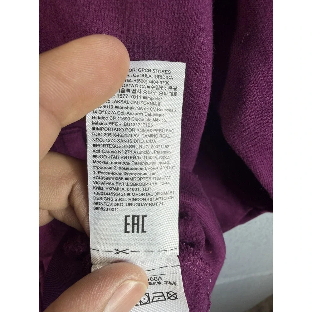 Gap Hoodie Women's Large Purple Full Zip Fleece Hooded Graphic Logo Sweatshirt